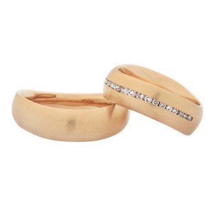 Nuran - Vielsesringe i 14 kt Rosaguld m 0,29 ct brillanter